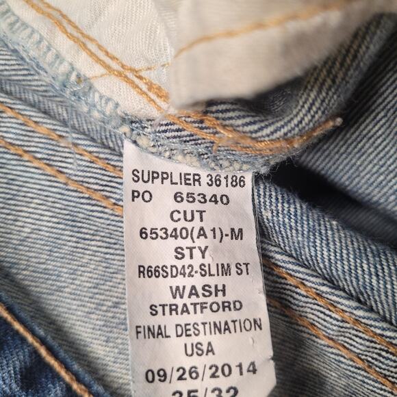 Polo Ralph Lauren Jeans 35x32 Blue Denim Slim Straight Zip Fly Stratford Wash - Picture 11 of 12